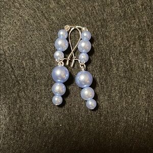 Blue and Silver Drop Earrings with Tapered Design